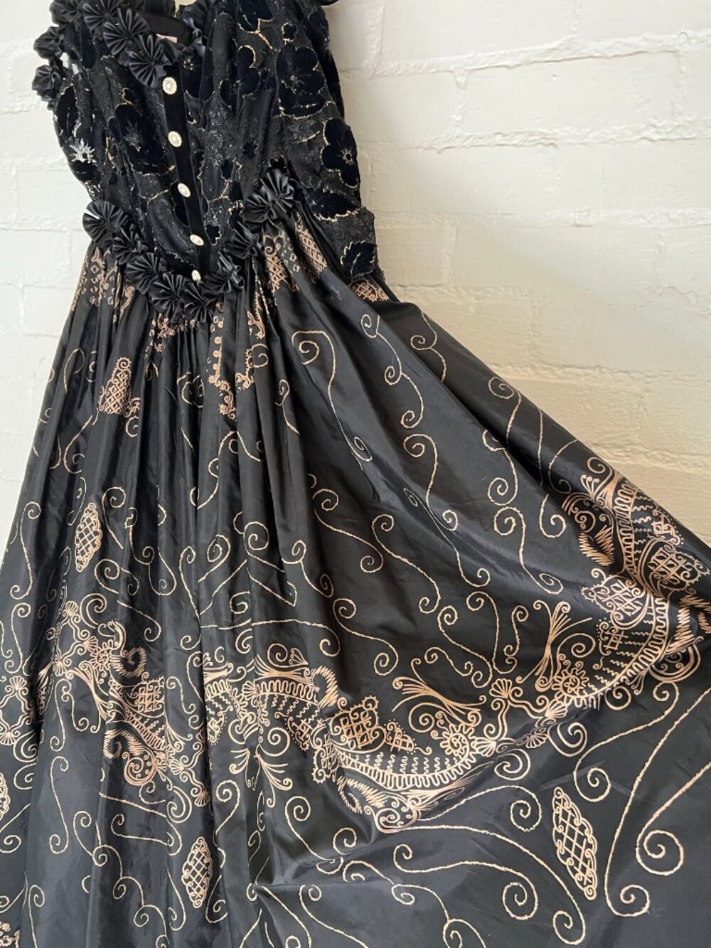 80s Zandra Rhodes Black Lace Ball Gown Handmade Excellent Condition Size 10 RARE - Picture 3 of 12